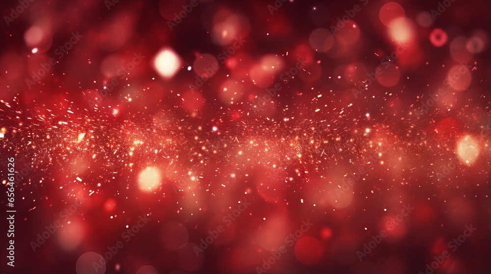 Red Christmas glitter background with stars - festive glowing blurred texture for holiday season Red Christmas glitter background with stars - festive glowing blurred texture for holiday season