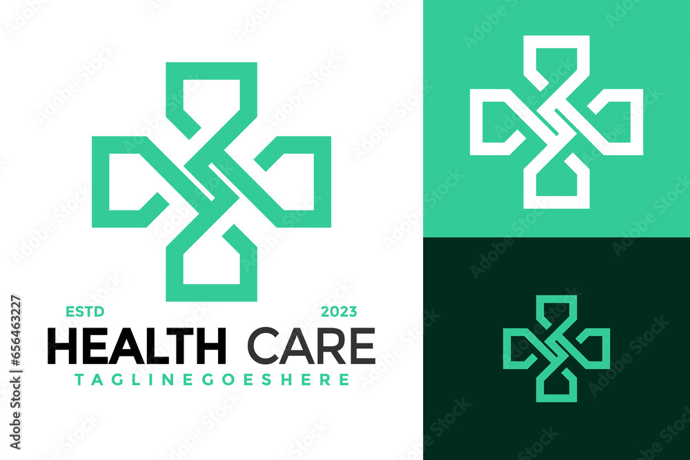 Obraz premium Letter S Health care cross Logo design vector symbol icon illustration