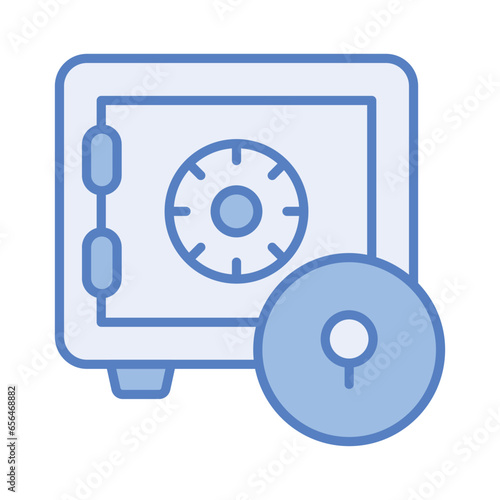 Bank vault security concept with lock, vector illustration