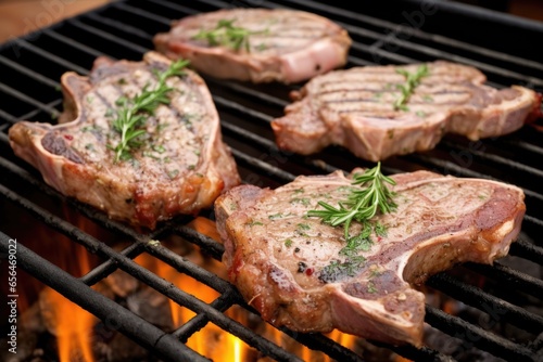 veal chops on grill with herb seasoning