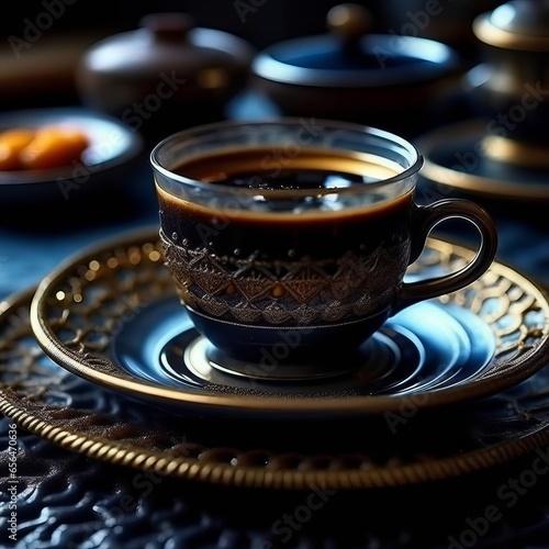 Cup of coffee in oriental style.
