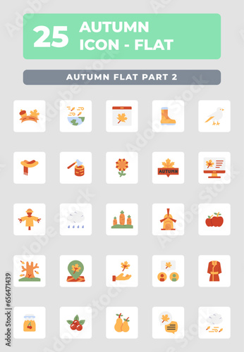 Autumn Season Flat Style Icon Design