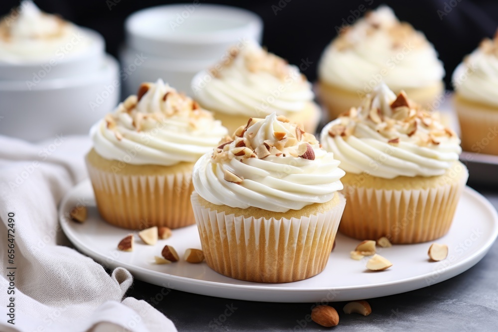 gluten-free vanilla cupcakes topped with chopped nuts gluten-free vanilla cupcakes topped with chopped nuts