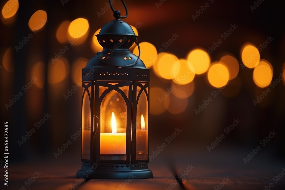 close-up of a lantern lit with a candle close-up of a lantern lit with a candle