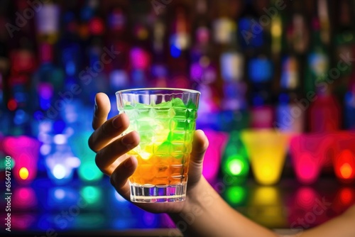 Wallpaper Mural hand seizing a daiquiri glass, party lights at back Torontodigital.ca