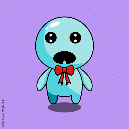 vector illustration of a cute blue ghost