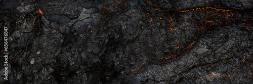Aerial view of the texture of a solidifying lava field, close-up