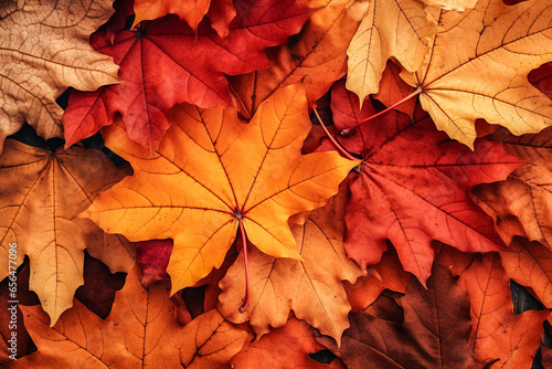 Autumn leaves  with rich warm colors  focused on the orange themes and the traditional October marketing season