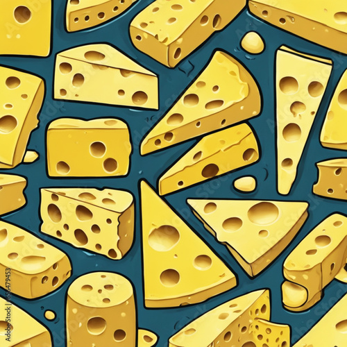 seamless pattern with cheese, Generative AI   photo