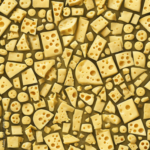 seamless pattern with cheese, Generative AI   photo