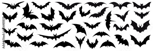 Black silhouettes of bats isolated. Vector illustration