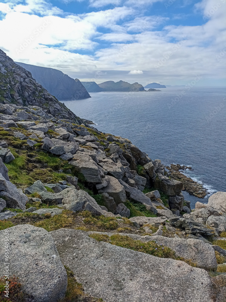 The scenery around Knivsjelloden, the northernmost cape of Europe, Mageroya Island, Norway