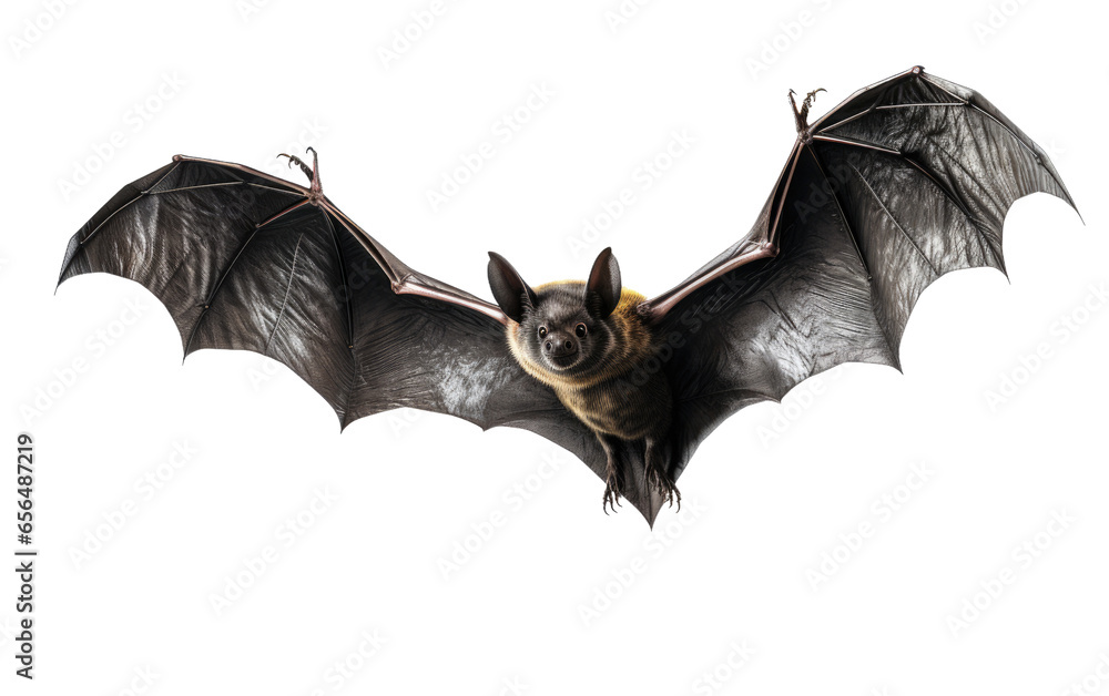Fototapeta premium Flying Black Fruit Bat on White Transparent Background.