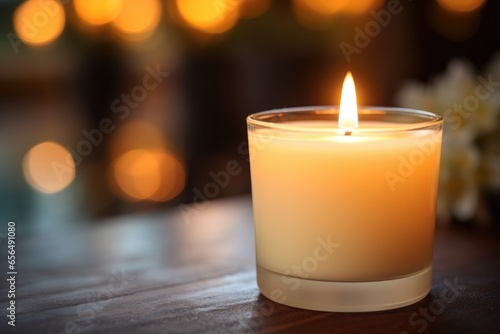 a close-up of a lit aroma therapy candle