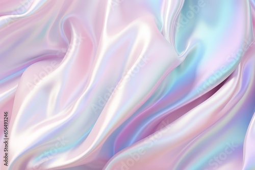 Holographic abstract pastel colors backdrop. Hologram gradient neon color. Foil effect. Rainbow graphic. Psychedelic iridescent creative background, trends 80s or 90s