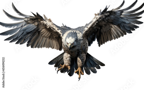 Flying Harpy Eagle on White Transparent Background.