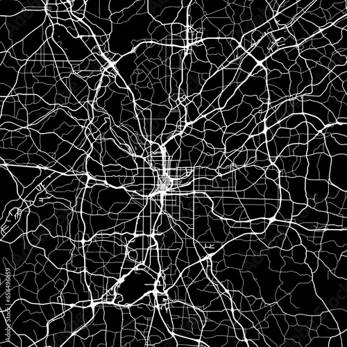 1:1 square aspect ratio vector road map of the city of  Atlanta Georgia in the United States of America with white roads on a black background.