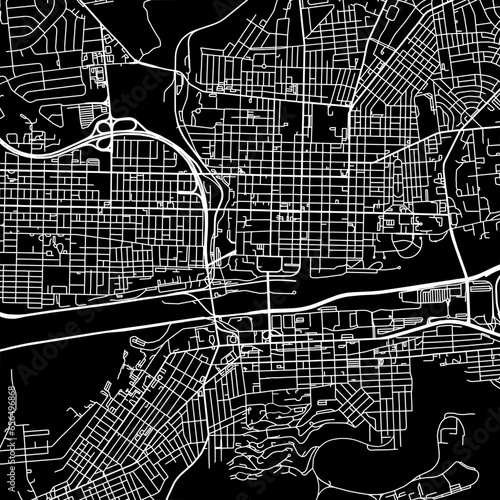 1:1 square aspect ratio vector road map of the city of  Bethlehem Pennsylvania in the United States of America with white roads on a black background.