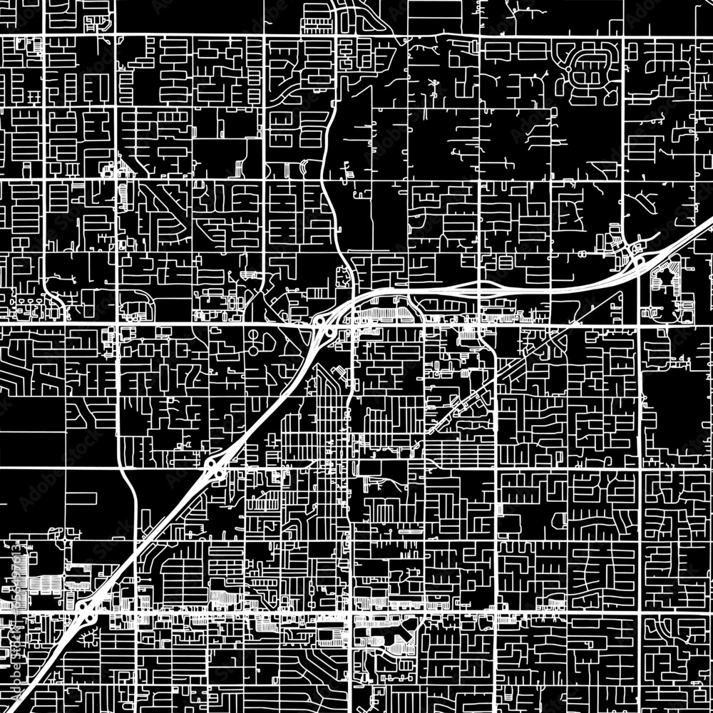 11 square aspect ratio vector road map of the city of Clovis California in the United States of