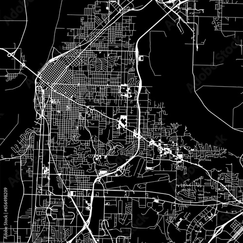 1:1 square aspect ratio vector road map of the city of  Fort Smith Arkansas in the United States of America with white roads on a black background.