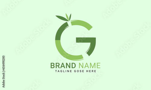 Initial G alphabet with bamboo leaf. eco-friendly logo concept. Letter G alphabet symbol for business and company identity