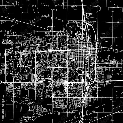 1:1 square aspect ratio vector road map of the city of  Greeley Colorado in the United States of America with white roads on a black background.