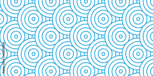  Seamless geometric ocean spiral pattern and abstract circle wave lines. blue seamless tile stripe geomatics overlapping create retro square line backdrop pattern background. Overlapping Pattern.