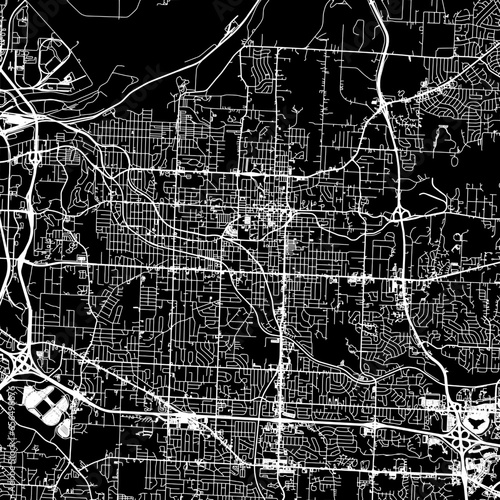 1:1 square aspect ratio vector road map of the city of Independence Missouri in the United States of America with white roads on a black background.
