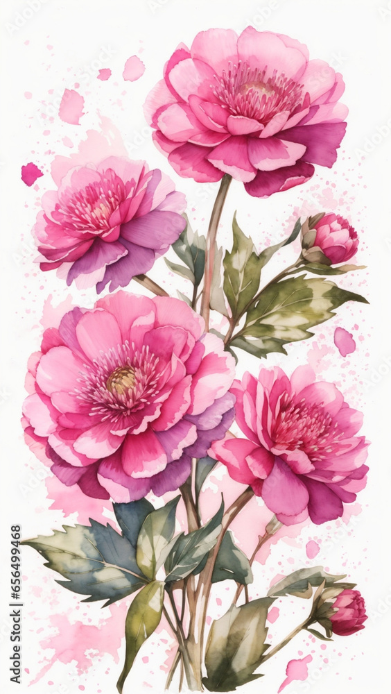 Obraz premium Flowers, leaves, watercolors, pastel, pretty sweet. For cards, advertisements.