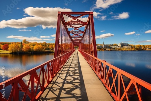 Walking bridge in Fredericton, Canada's central New Brunswick. Generative AI photo
