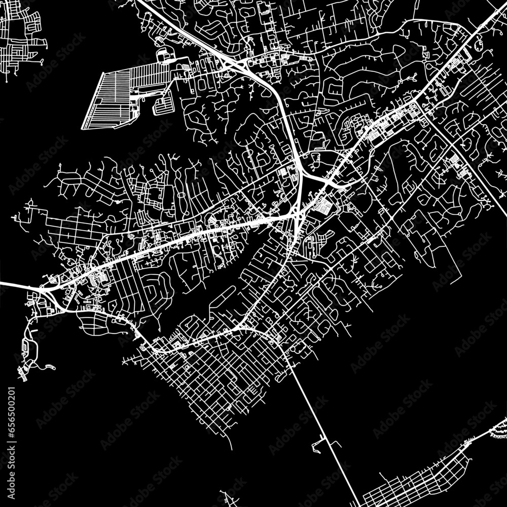 1:1 square aspect ratio vector road map of the city of  Mount pleasant South Carolina in the United States of America with white roads on a black background.