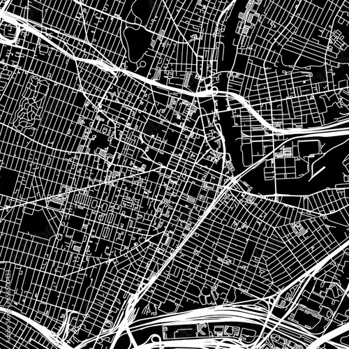 1:1 square aspect ratio vector road map of the city of  Newark New Jersey in the United States of America with white roads on a black background.