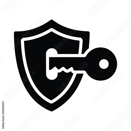 Key inside shield showing access security modern concept vector