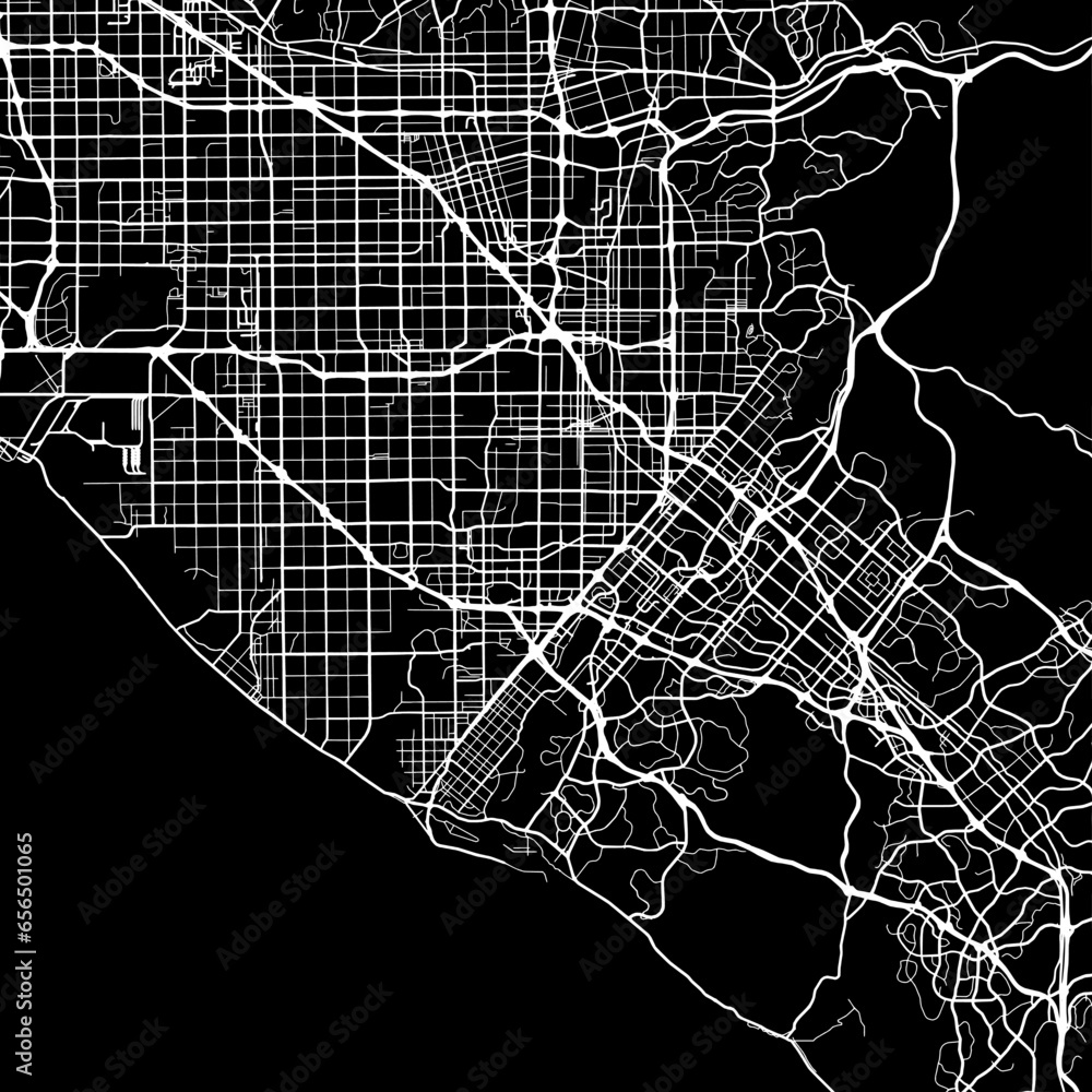 1:1 square aspect ratio vector road map of the city of Orange County ...