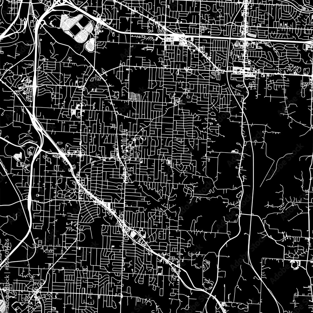 11 square aspect ratio vector road map of the city of Raytown Missouri in the United States of