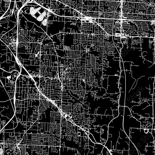 1:1 square aspect ratio vector road map of the city of  Raytown Missouri in the United States of America with white roads on a black background. photo