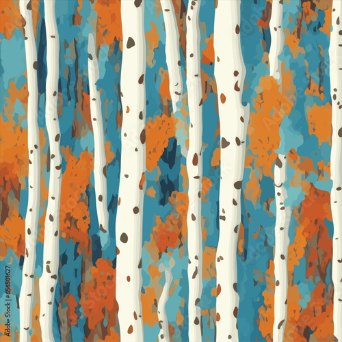 Birch tree pattern. Seamless vector illustration pattern with autumn birch trees. Perfect for textile, wallpaper or print design. Fabric Design for wallpapers, web site background, postcard.	
