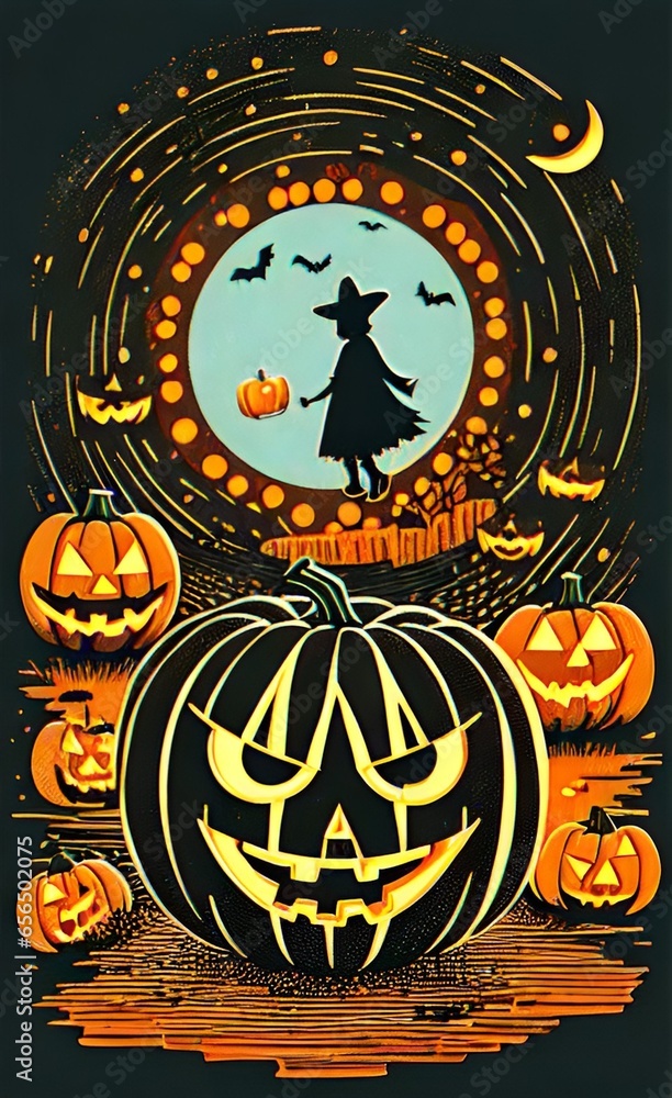 halloween pumpkins background illustration