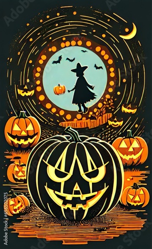 halloween pumpkins background illustration