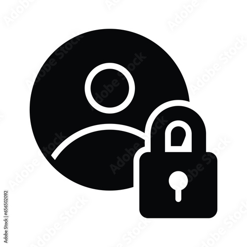 Secure person with padlock, editable vector illustration