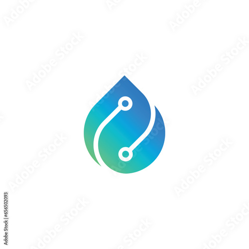 Water drop and technology. Vector symbol.
