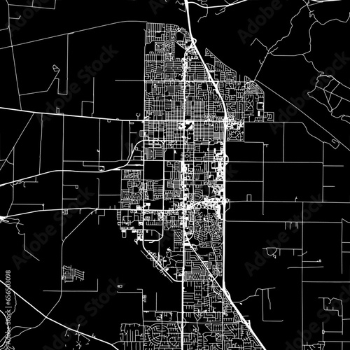 1:1 square aspect ratio vector road map of the city of  Santa Maria California in the United States of America with white roads on a black background.