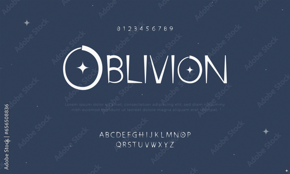 Type face of oblivion, gaming type face, horror font, galaxy font, next gen font face