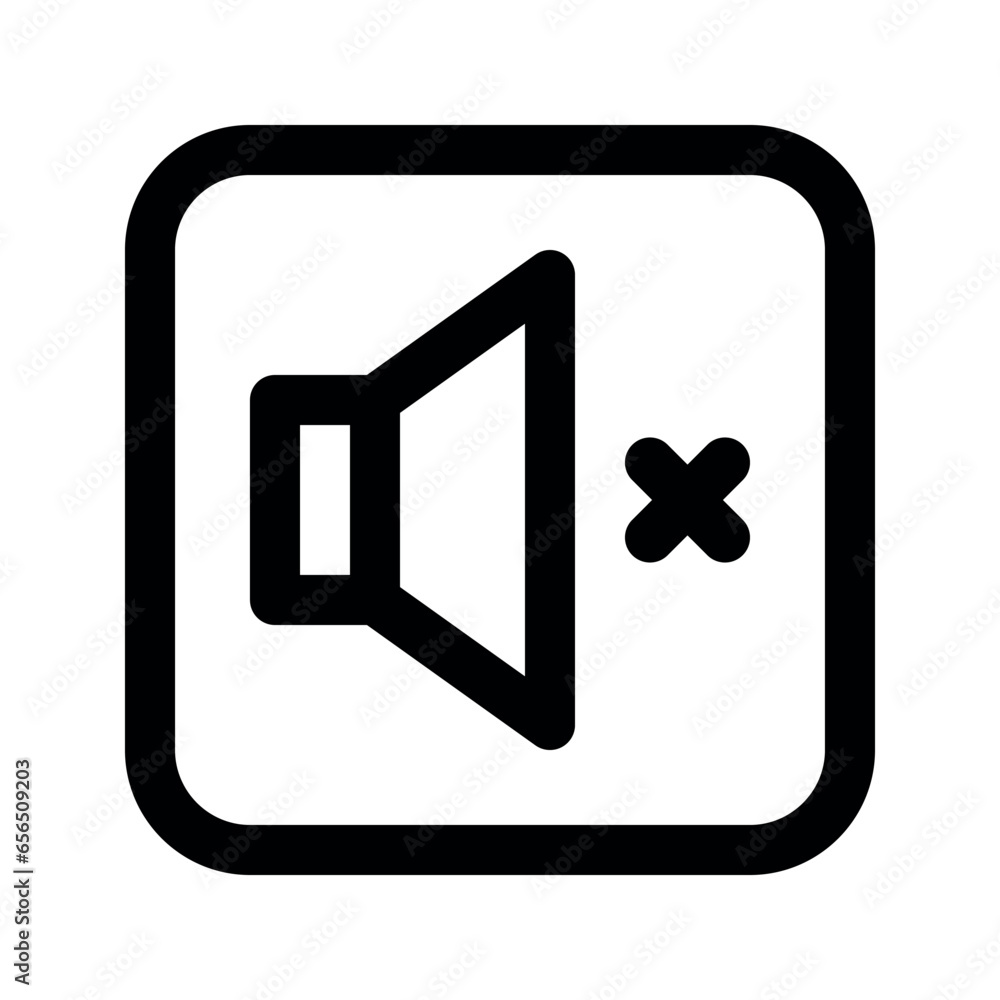 Illustration vector graphic icon of Mute. Outline Style Icon. Multimedia Themed Icon. Vector illustration isolated on white background. Perfect for website or application design. Illustration vector graphic icon of Mute. Outline Style Icon. Multimedia Themed Icon. Vector illustration isolated on white background. Perfect for website or application design.