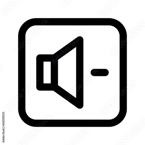 Illustration vector graphic icon of Reduce Volume. Outline Style Icon. Multimedia Themed Icon. Vector illustration isolated on white background. Perfect for website or application design.