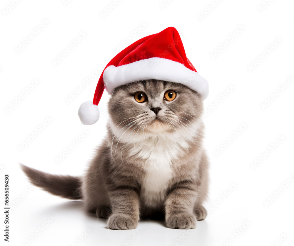 Cat wearing Santa hat, Christmas concept Cat wearing Santa hat, Christmas concept