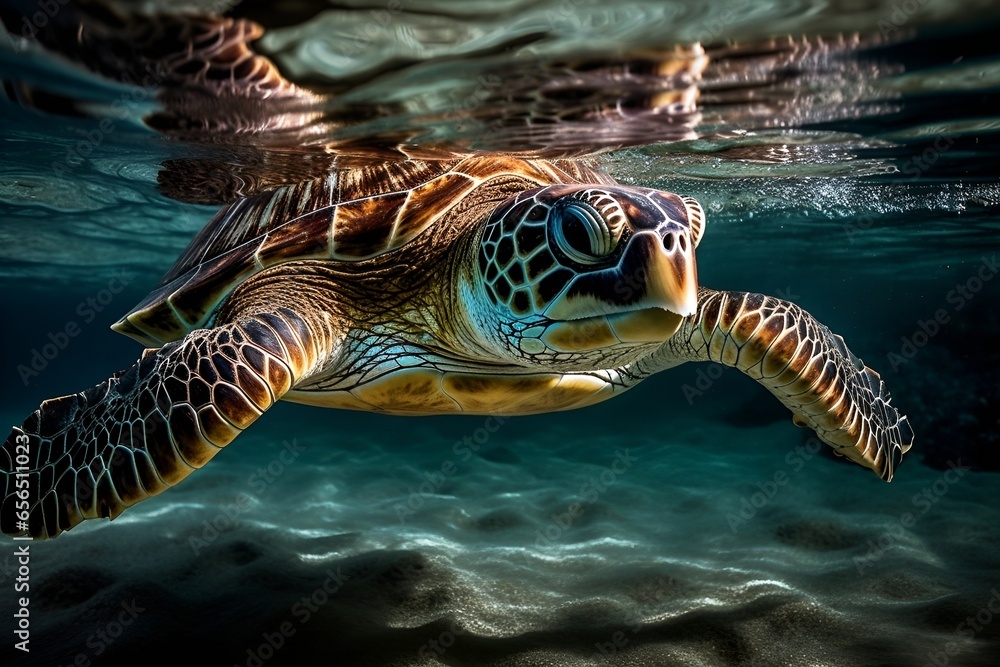 Fototapeta premium turtle swimming in water