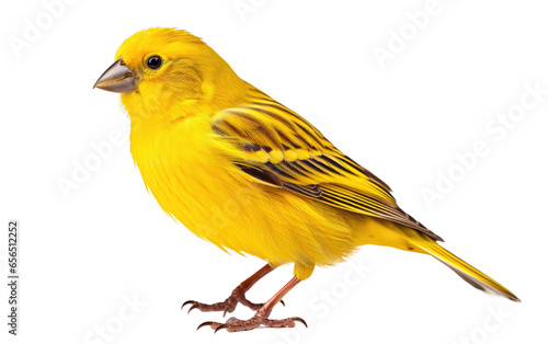 Beautiful Yellow Canary on White Transparent Background.