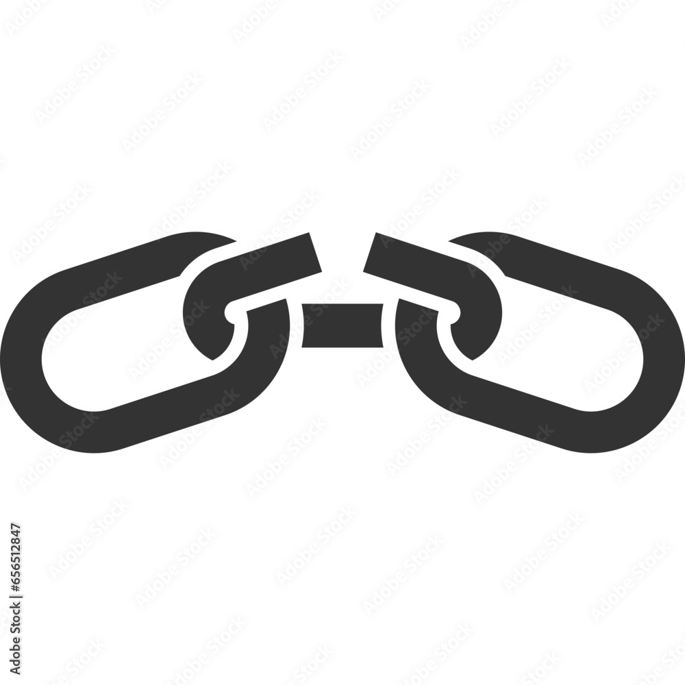 Fototapeta premium Broken chain link icon vector. Concept demage connection or join in business. Disconnect symbol isolated on white background.