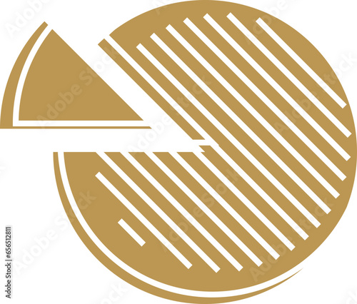 Round graphic fraction circle shape vector element. Geometric diagram division section icon.